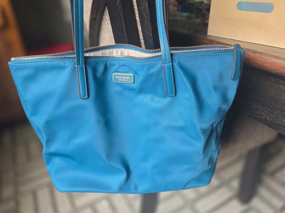 Kate Spade New York Nylon Tote Bag Teal Aqua Bloom